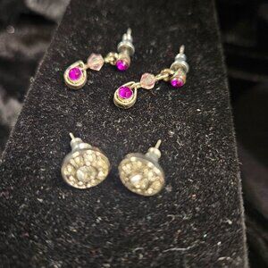 2 pair silver toned earrings